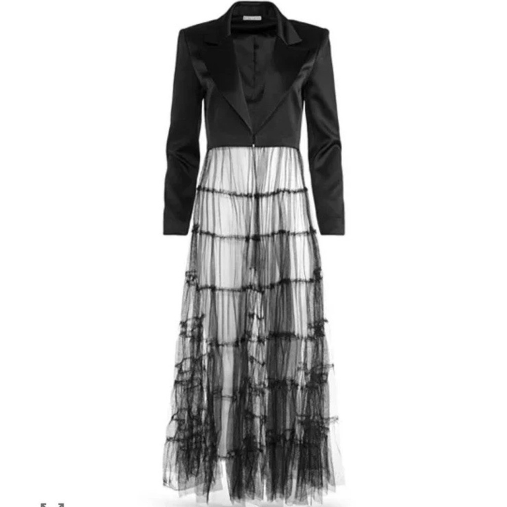 Alice + Olivia Everly Black Lace Long Sleeve Tulle Blazer Jacket XS